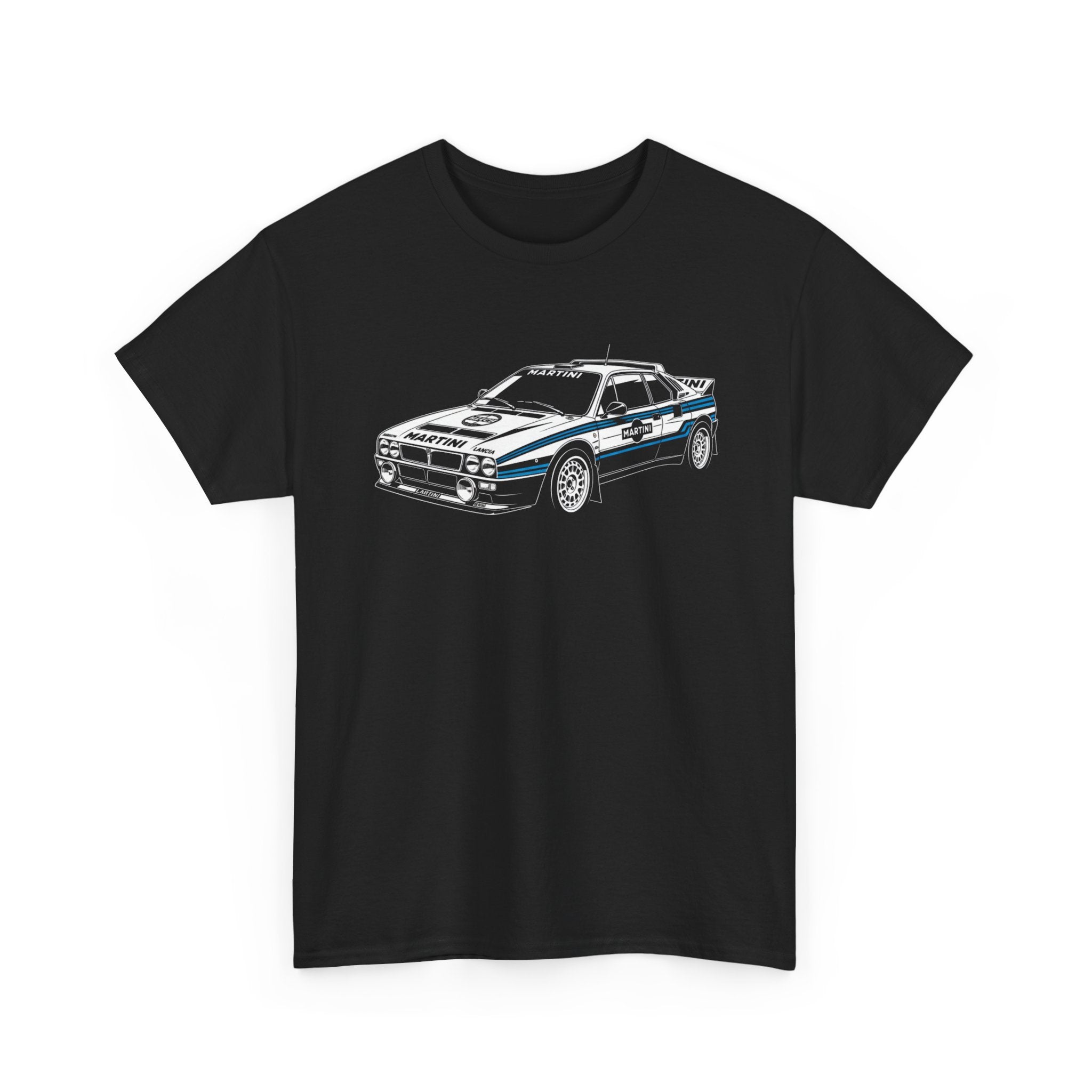 Vintage Lancia 037 Rally Car with Martini Racing inspired livery