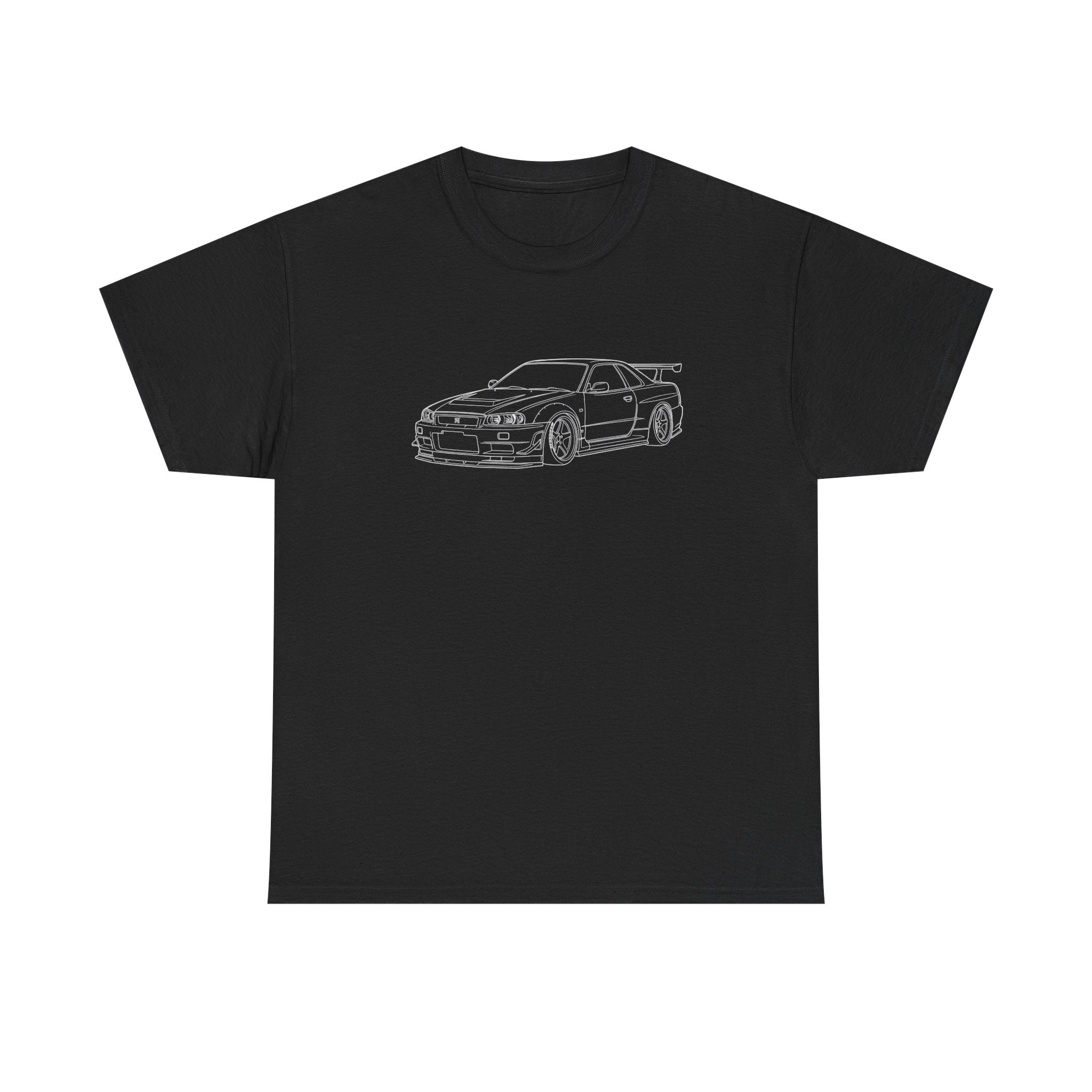Nissan Skyline R34 Outline Tee — Retro JDM Car Graphic T-Shirt