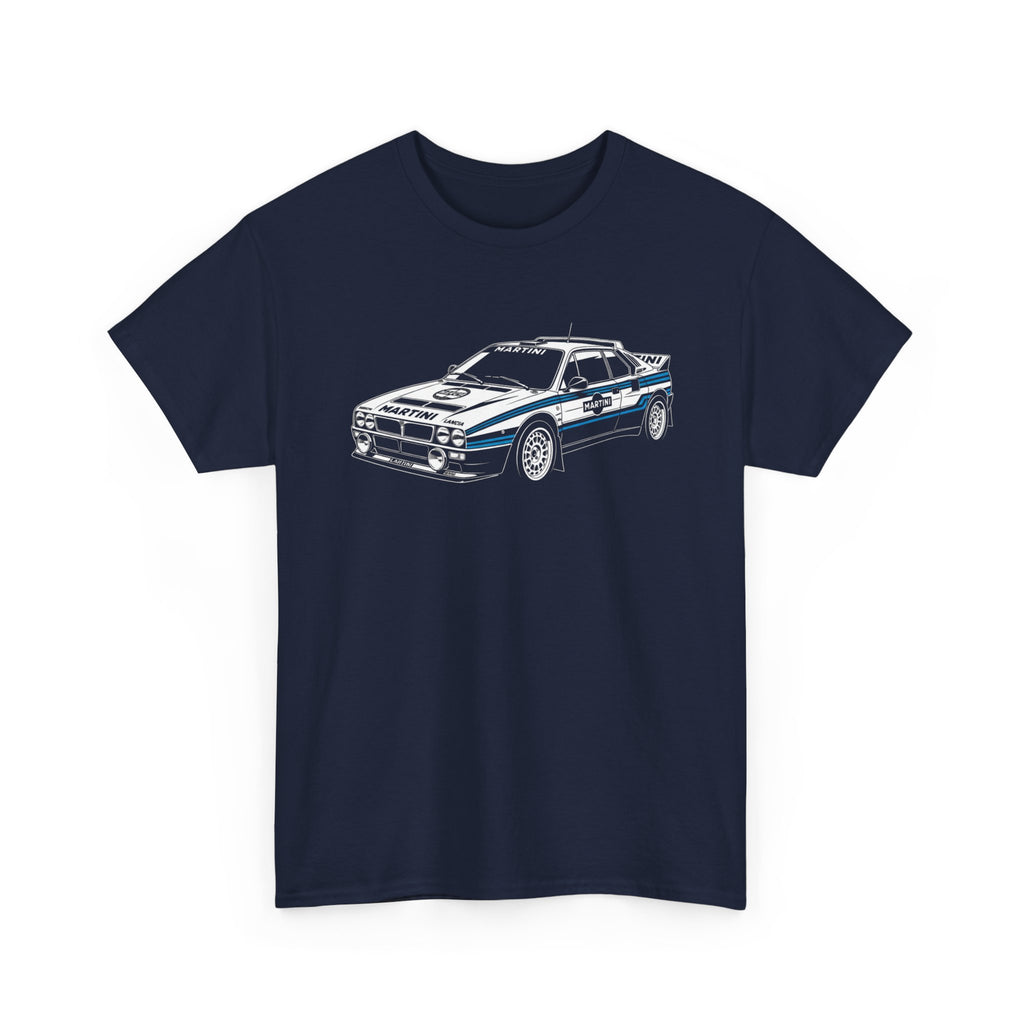 Vintage Lancia 037 Rally Car with Martini Racing inspired livery