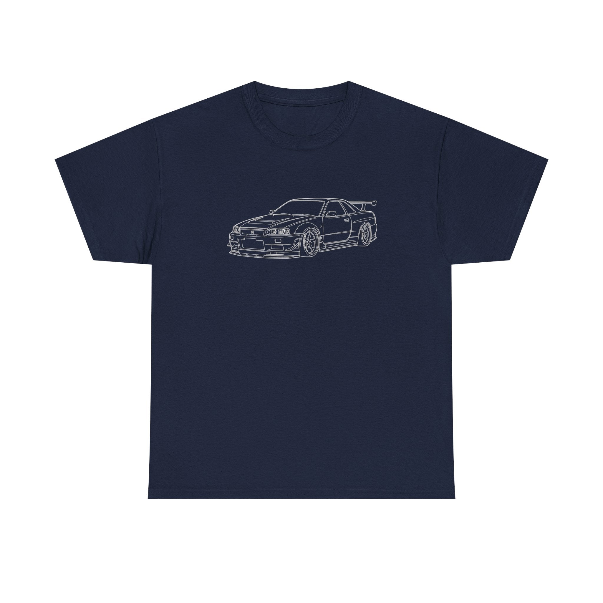 Nissan Skyline R34 Outline Tee — Retro JDM Car Graphic T-Shirt