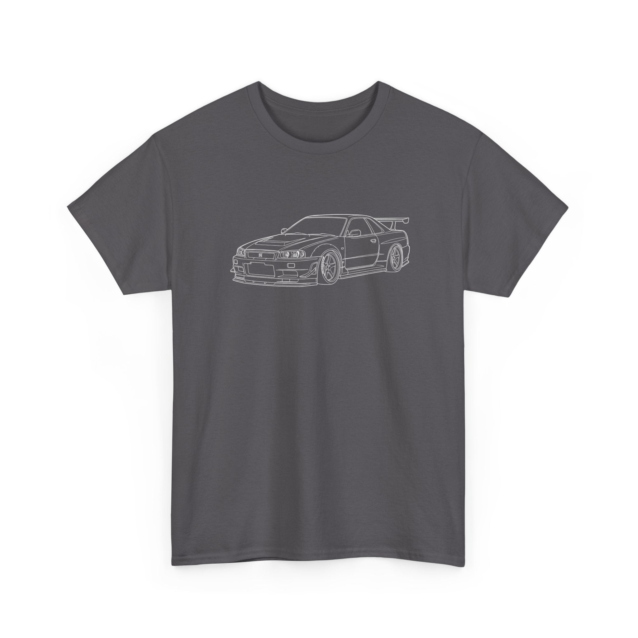 Nissan Skyline R34 Outline Tee — Retro JDM Car Graphic T-Shirt